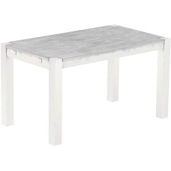 Esstisch 140x80 Rio Kanto Beton Weiss massiver Pinien Holztisch - vorgerichtet für Ansteckplatten - Tisch ausziehbar