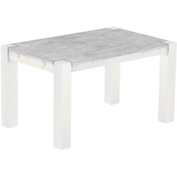 Esstisch 140x90 Rio Kanto Beton Weiss massiver Pinien Holztisch - vorgerichtet für Ansteckplatten - Tisch ausziehbar