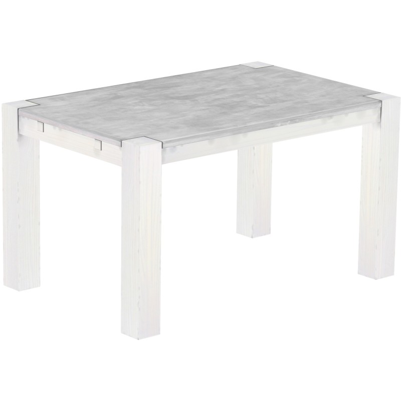 Esstisch 140x90 Rio Kanto Beton Weiss massiver Pinien Holztisch - vorgerichtet für Ansteckplatten - Tisch ausziehbar