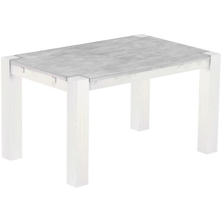 Esstisch 140x90 Rio Kanto Beton Weiss massiver Pinien Holztisch - vorgerichtet für Ansteckplatten - Tisch ausziehbar
