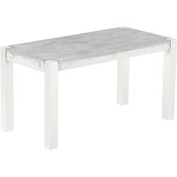 Esstisch 150x73 Rio Kanto Beton Weiss massiver Pinien Holztisch - vorgerichtet für Ansteckplatten - Tisch ausziehbar