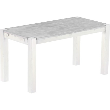 Esstisch 150x73 Rio Kanto Beton Weiss massiver Pinien Holztisch - vorgerichtet für Ansteckplatten - Tisch ausziehbar