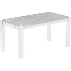 Esstisch 160x80 Rio Kanto Beton Weiss massiver Pinien Holztisch - vorgerichtet für Ansteckplatten - Tisch ausziehbar