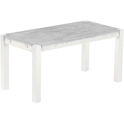 Esstisch 160x80 Rio Kanto Beton Weiss massiver Pinien Holztisch - vorgerichtet für Ansteckplatten - Tisch ausziehbar