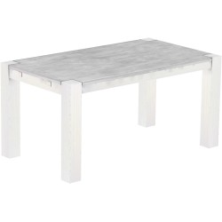 Esstisch 160x90 Rio Kanto Beton Weiss massiver Pinien Holztisch - vorgerichtet für Ansteckplatten - Tisch ausziehbar