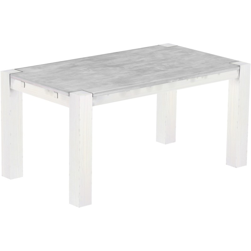 Esstisch 160x90 Rio Kanto Beton Weiss massiver Pinien Holztisch - vorgerichtet für Ansteckplatten - Tisch ausziehbar