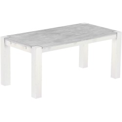 Esstisch 180x90 Rio Kanto Beton Weiss massiver Pinien Holztisch - vorgerichtet für Ansteckplatten - Tisch ausziehbar