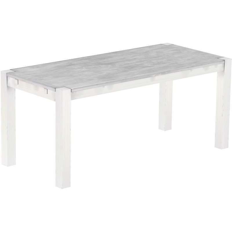 Esstisch 180x80 Rio Kanto Beton Weiss massiver Pinien Holztisch - vorgerichtet für Ansteckplatten - Tisch ausziehbar