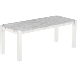 Esstisch 200x80 Rio Kanto Beton Weiss massiver Pinien Holztisch - vorgerichtet für Ansteckplatten - Tisch ausziehbar