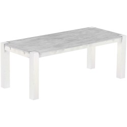 Esstisch 208x90 Rio Kanto Beton Weiss massiver Pinien Holztisch - vorgerichtet für Ansteckplatten - Tisch ausziehbar