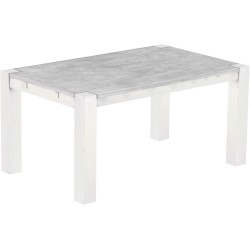 Esstisch 160x100 Rio Kanto Beton Weiss massiver Pinien Holztisch - vorgerichtet für Ansteckplatten - Tisch ausziehbar