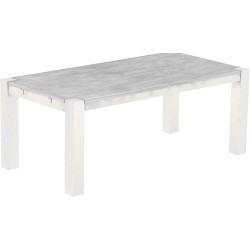 Esstisch 200x100 Rio Kanto Beton Weiss massiver Pinien Holztisch - vorgerichtet für Ansteckplatten - Tisch ausziehbar