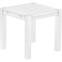 Esstisch 80x80 Rio Kanto Schneeweiss massiver Pinien Holztisch - vorgerichtet für Ansteckplatten - Tisch ausziehbar
