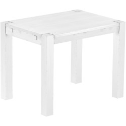 Esstisch 100x73 Rio Kanto Schneeweiss massiver Pinien Holztisch - vorgerichtet für Ansteckplatten - Tisch ausziehbar