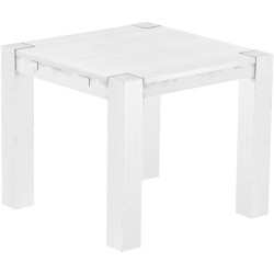 Esstisch 90x90 Rio Kanto Schneeweiss massiver Pinien Holztisch - vorgerichtet für Ansteckplatten - Tisch ausziehbar
