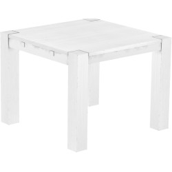 Esstisch 100x100 Rio Kanto Schneeweiss massiver Pinien Holztisch - vorgerichtet für Ansteckplatten - Tisch ausziehbar