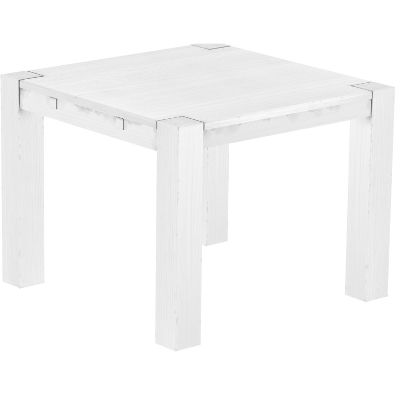 Esstisch 100x100 Rio Kanto Schneeweiss massiver Pinien Holztisch - vorgerichtet für Ansteckplatten - Tisch ausziehbar