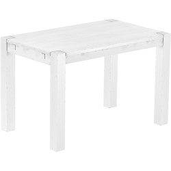 Esstisch 120x73 Rio Kanto Schneeweiss massiver Pinien Holztisch - vorgerichtet für Ansteckplatten - Tisch ausziehbar