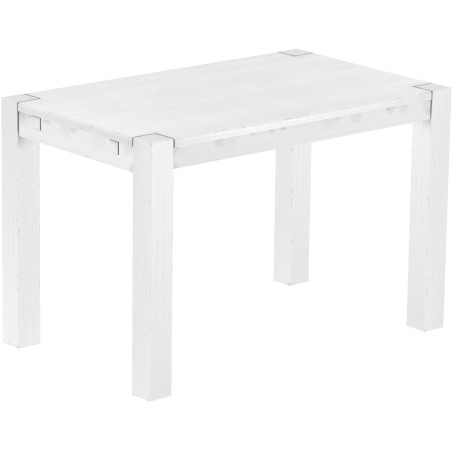Esstisch 120x73 Rio Kanto Schneeweiss massiver Pinien Holztisch - vorgerichtet für Ansteckplatten - Tisch ausziehbar