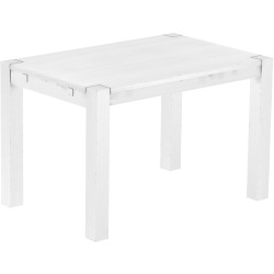 Esstisch 120x80 Rio Kanto Schneeweiss massiver Pinien Holztisch - vorgerichtet für Ansteckplatten - Tisch ausziehbar