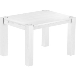 Esstisch 120x90 Rio Kanto Schneeweiss massiver Pinien Holztisch - vorgerichtet für Ansteckplatten - Tisch ausziehbar