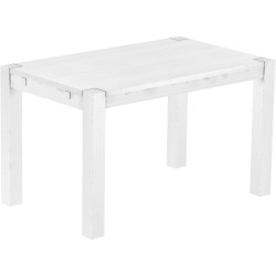 Esstisch 130x80 Rio Kanto Schneeweiss massiver Pinien Holztisch - vorgerichtet für Ansteckplatten - Tisch ausziehbar