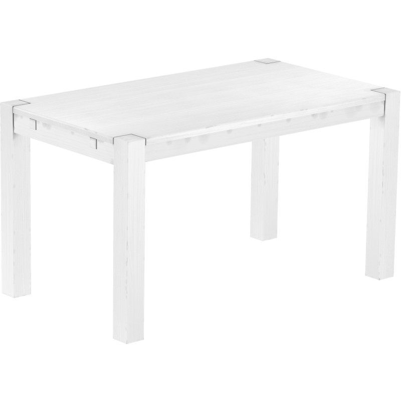 Esstisch 140x80 Rio Kanto Schneeweiss massiver Pinien Holztisch - vorgerichtet für Ansteckplatten - Tisch ausziehbar