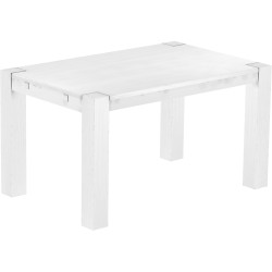 Esstisch 140x90 Rio Kanto Schneeweiss massiver Pinien Holztisch - vorgerichtet für Ansteckplatten - Tisch ausziehbar