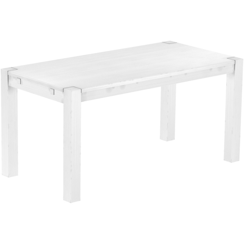 Esstisch 160x80 Rio Kanto Schneeweiss massiver Pinien Holztisch - vorgerichtet für Ansteckplatten - Tisch ausziehbar