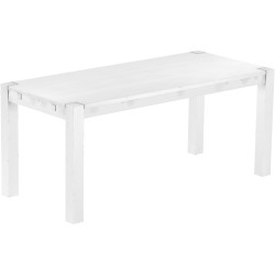 Esstisch 180x80 Rio Kanto Schneeweiss massiver Pinien Holztisch - vorgerichtet für Ansteckplatten - Tisch ausziehbar