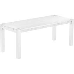 Esstisch 200x80 Rio Kanto Schneeweiss massiver Pinien Holztisch - vorgerichtet für Ansteckplatten - Tisch ausziehbar