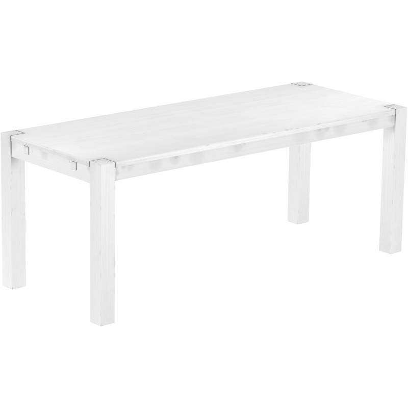Esstisch 200x80 Rio Kanto Schneeweiss massiver Pinien Holztisch - vorgerichtet für Ansteckplatten - Tisch ausziehbar