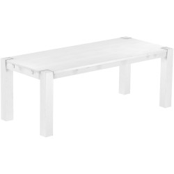 Esstisch 208x90 Rio Kanto Schneeweiss massiver Pinien Holztisch - vorgerichtet für Ansteckplatten - Tisch ausziehbar