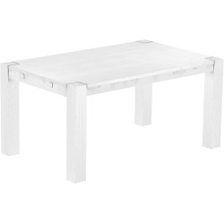 Esstisch 160x100 Rio Kanto Schneeweiss massiver Pinien Holztisch - vorgerichtet für Ansteckplatten - Tisch ausziehbar