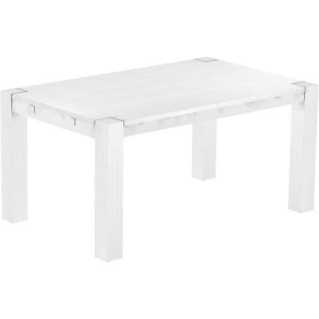 Esstisch 160x100 Rio Kanto Schneeweiss massiver Pinien Holztisch - vorgerichtet für Ansteckplatten - Tisch ausziehbar