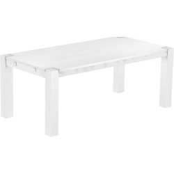 Esstisch 200x100 Rio Kanto Schneeweiss massiver Pinien Holztisch - vorgerichtet für Ansteckplatten - Tisch ausziehbar