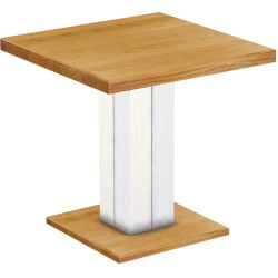Säulentisch 80x80 Rio UNO Honig Weiss massiver Pinien Holztisch - Esszimmertisch
