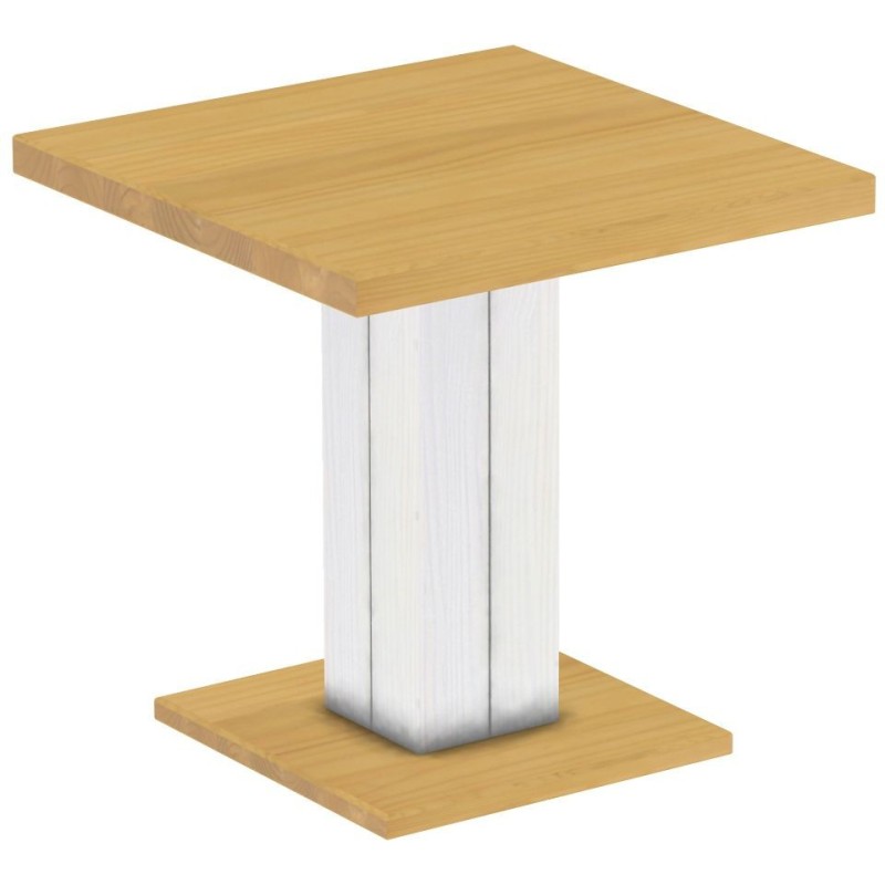 Säulentisch 80x80 Rio UNO Eiche hell Weiss massiver Pinien Holztisch - Esszimmertisch