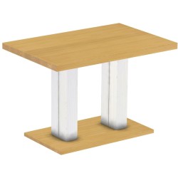 Säulentisch 120x80 Rio UNO Eiche hell Weiss massiver Pinien Holztisch - Esszimmertisch