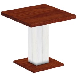 Säulentisch 80x80 Rio UNO Mahagoni Weiss massiver Pinien Holztisch - Esszimmertisch