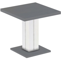 Säulentisch 80x80 Rio UNO Seidengrau Weiss massiver Pinien Holztisch - Esszimmertisch