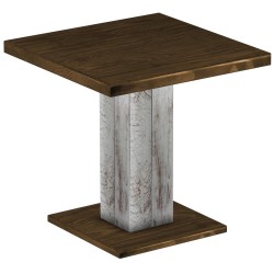 Säulentisch 80x80 Rio UNO Shabby Platte Eiche massiver Pinien Holztisch - Esszimmertisch