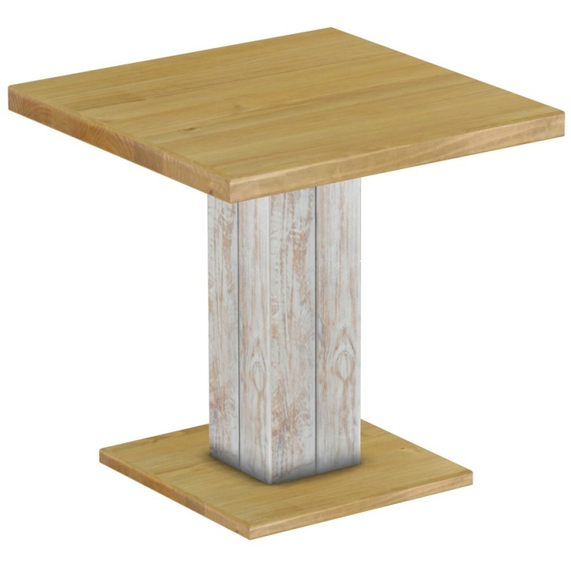 Säulentisch 80x80 Rio UNO Shabby Platte Brasil massiver Pinien Holztisch - Esszimmertisch