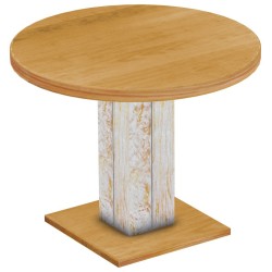 Säulentisch 100 rund Rio UNO Shabby Platte Honig massiver Pinien Holztisch - Esszimmertisch