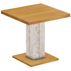 Säulentisch 80x80 Rio UNO Shabby Platte Honig massiver Pinien Holztisch - Esszimmertisch
