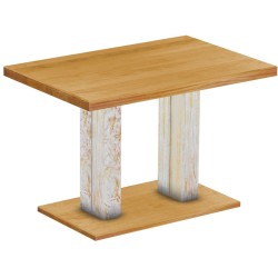 Säulentisch 120x80 Rio UNO Shabby Platte Honig massiver Pinien Holztisch - Esszimmertisch