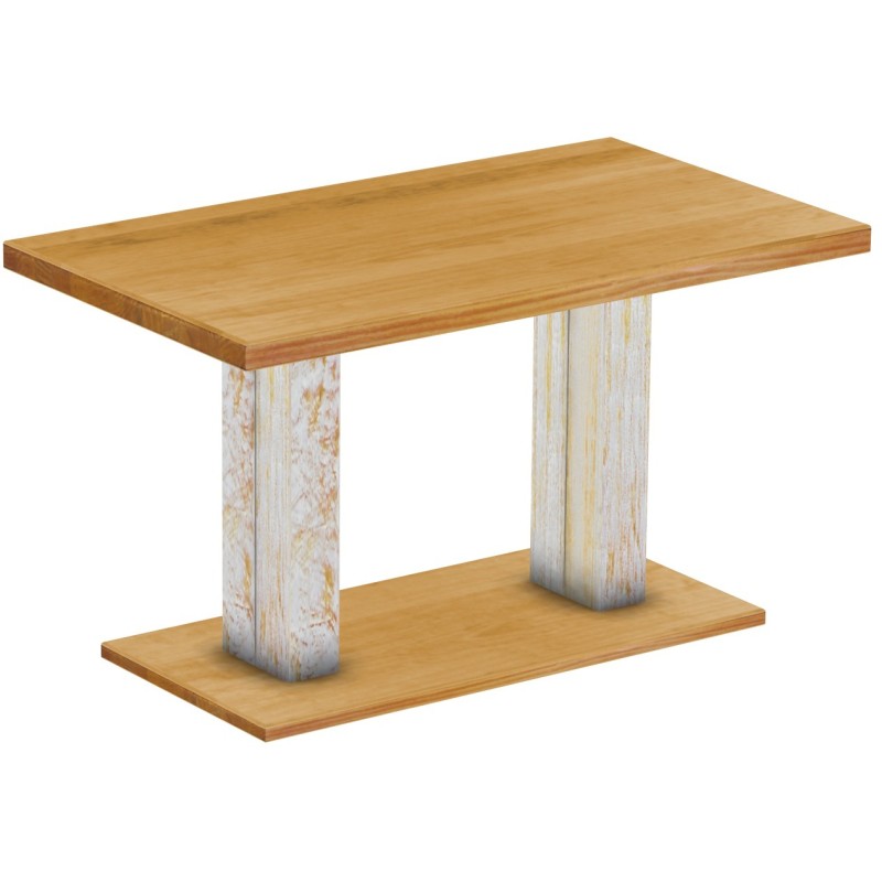 Säulentisch 140x80 Rio UNO Shabby Platte Honig massiver Pinien Holztisch - Esszimmertisch