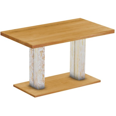 Säulentisch 140x80 Rio UNO Shabby Platte Honig massiver Pinien Holztisch - Esszimmertisch