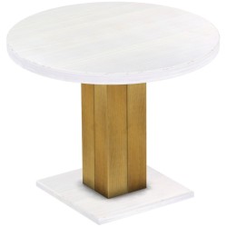 Säulentisch 100 rund Rio UNO Brasil Platte weiss massiver Pinien Holztisch - Esszimmertisch