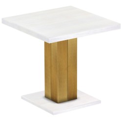 Säulentisch 80x80 Rio UNO Brasil Platte weiss massiver Pinien Holztisch - Esszimmertisch
